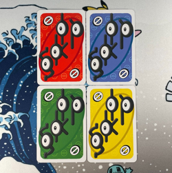 Unown Skip Red, Blue, Green, Yellow Lot Set Japanese Uno Deck Pokemon Cards NM - Image 1