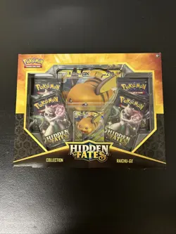 Pokemon TCG Hidden Fates Raichu GX Collection Box New Factory Sealed 728192512490 - Image 1
