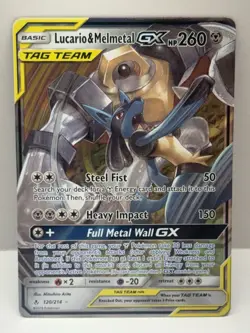 Pokemon TCG Lucario & Melmetal GX 120/214 SM Unbroken Bonds Full Art Holo NM - Image 1