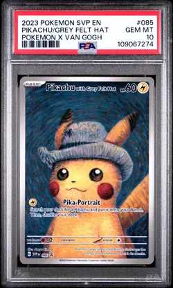 2023 POKEMON SVP EN-SV BLACK STAR PROMO #085 PIKACHU WITH GREY FELT HAT PSA 10 - Image 1