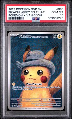 2023 POKEMON SVP EN-SV BLACK STAR PROMO #085 PIKACHU WITH GREY FELT HAT PSA 10 - Image 1