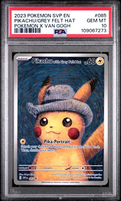2023 POKEMON SVP EN-SV BLACK STAR PROMO #085 PIKACHU WITH GREY FELT HAT PSA 10 - Image 1