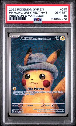 2023 POKEMON SVP EN-SV BLACK STAR PROMO #085 PIKACHU WITH GREY FELT HAT PSA 10 - Image 1