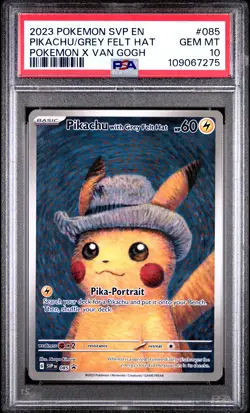 2023 POKEMON SVP EN-SV BLACK STAR PROMO #085 PIKACHU WITH GREY FELT HAT PSA 10 - Image 1