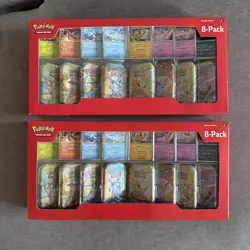2 Pokemon TCG: Prismatic Evolutions 8-Pack Mini-Tins Promos Costco Bundles - Image 1