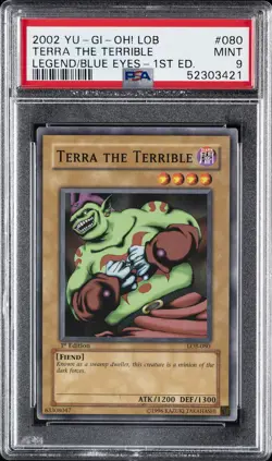 2002 YU-GI-OH! LOB-LEGEND OF BLUE EYES WHITE DRAGON TERRA THE TERRIBLE PSA 9 - Image 1