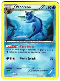 VAPOREON 22/98 - NM - ANCIENT ORIGINS 2015 ENGLISH POKEMON CARD - Image 1