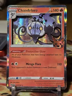 Chandelure 033/192 3D Handmade Pokemon Card Art Trick or Trade Booster Holo - Image 2