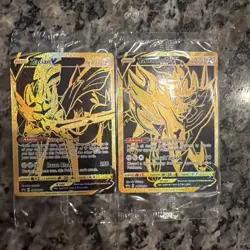 Pokemon Cards Zacian V SWSH076 and Zamazenta V SWSH077 Gold Sealed Promos SEALED - Image 1