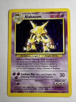 Alakazam Holo Rare 1/120 Base Set LP Vintage WOTC Pokemon Card 1999 - Image 1