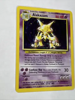 Alakazam Holo Rare 1/120 Base Set LP Vintage WOTC Pokemon Card 1999 - Image 2