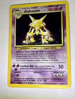 Alakazam Holo Rare 1/120 Base Set LP Vintage WOTC Pokemon Card 1999 - Image 4