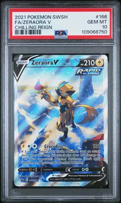 2021 POKEMON SWORD & SHIELD CHILLING REIGN #166 FULL ART/ZERAORA V PSA 10 - Image 1