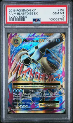 2016 POKEMON XY EVOLUTIONS #102 FULL ART/M BLASTOISE EX PSA 10 - Image 1