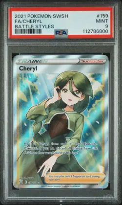 PSA 9 Mint Pokemon SWSH Battle Styles - CHERYL #159 - Full Art Trainer - Image 1