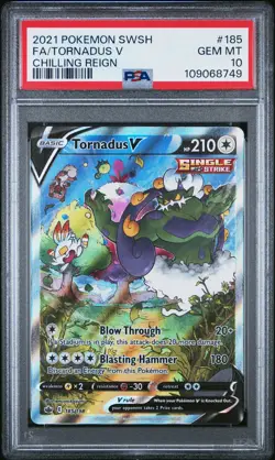 2021 POKEMON SWORD & SHIELD CHILLING REIGN #185 FULL ART/TORNADUS V PSA 10 - Image 1