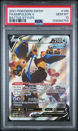 2021 POKEMON SWORD & SHIELD BATTLE STYLES #146 FULL ART/EMPOLEON V PSA 10 - Image 1