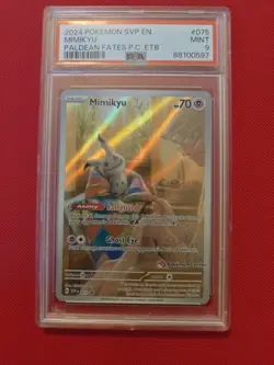 Pokemon Paldean Fates Mimikyu Pokemon Center ETB Promo 075 PSA 9 - Image 1