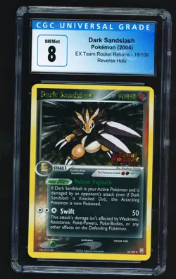 Dark Sandslash Reverse Holo Pokemon Card ex Team Rocket Returns 18/109 PSA CGC 8 - Image 1