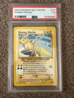 PSA 3 VG Shining Raichu Neo Destiny Holo Rare Pokemon Card 111/105 - Image 1