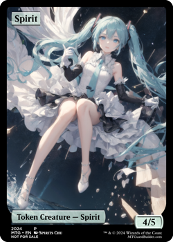 SPIRIT : MTG altered-art magic TOKEN card : with Sexy Anime Schoolgirl! - Image 1