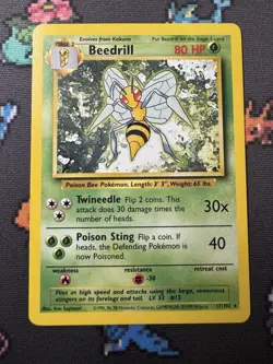 Beedrill 17/102 Base Set Non Holo Rare 1999 Vintage Pokemon TCG Card - Image 1