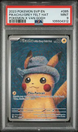 Pokemon Pikachu with Grey Felt Hat Van Gogh Full Art Promo SVP EN 085 PSA 9 Mint - Image 3