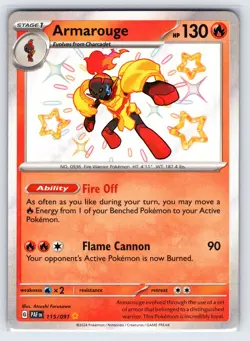 Armarouge 115/091 2024 S&V Paldean Fates Pokemon Card Shiny Holo Rare - Nm - Image 1