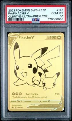 2021 POKEMON SWSH BLACK STAR PROMO #145 FULL ART/PIKACHU V PSA 10 - Image 1