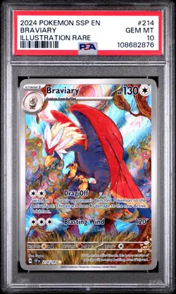 2024 POKEMON SSP EN-SURGING SPARKS ILLUSTRATION RARE #214 BRAVIARY PSA 10 - Image 1