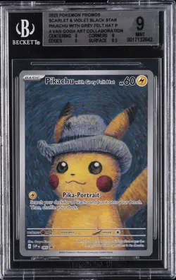 2023 POKEMON PROMOS SCARLET & VIOLET BLACK STAR PIKACHU WITH GREY FELT HAT BGS 9 - Image 1