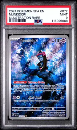 2024 POKEMON SFA EN-SHROUDED FABLE ILLUSTRATION RARE #072 MUNKIDORI PSA 9 - Image 1