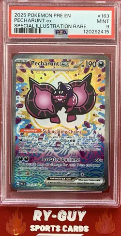 2025 POKEMON PRISMATIC EVO SPECIAL ILLUSTRATION RARE PECHARUNT EX #163 PSA 9 - Image 1