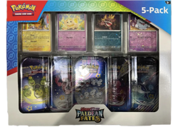 Pokemon Scarlet And Violet Paldean Fates 5 pack Mini Tins 4 Promos - NEW SEALED - Image 1