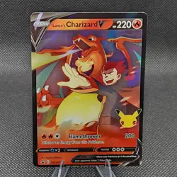 Pokemon TCG Lance's Charizard v SWSH133 Celebrations Black Star Promo. MISCUT - Image 1
