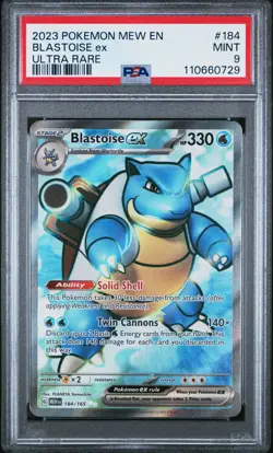 2023 POKEMON MEW EN-151 ULTRA RARE #184 BLASTOISE EX PSA 9 - Image 1