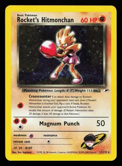 Rocket's Hitmonchan 11/132 Holo Rare Gym Heroes Pokemon Card - Image 1