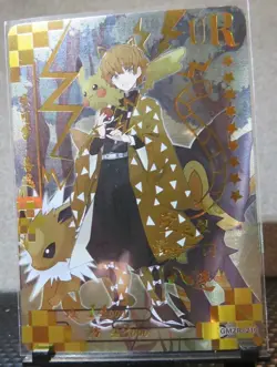 Zenitsu Agatsuma Pikachu Jolteon Demon Slayer & Pokemon UR Card Out of Print NM - Image 2