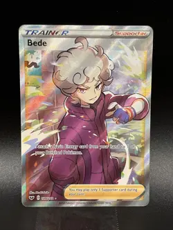 Bede 199/202 Full Art Trainer Sword & Shield Ultra Rare Pokemon Card Near Mint - Image 1