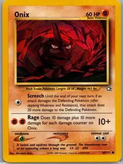 Onix 69/111 Non Holo Neo Genesis - Pokemon Card - LP - Image 1