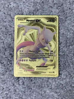 Pokemon Mewtwo EX HP170 Blackstar Promo XY125 Photon Wave Gold Foil Fan Art Card - Image 1