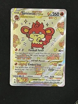 Pokemon TCG Simisear VSTAR Crown Zenith Galarian Gallery V-GG37/GG70 Holo Card - Image 1
