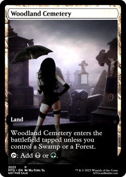 WOODLAND CEMETERY : MTG altered-art magic card : with BABE with BON DERRIERE! - Image 1