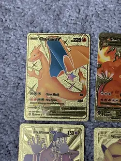 Set of 15 Pokemon Charizard,Snorlax,Gyarados&More Gold Foil Fan Art Cards LP - Image 2