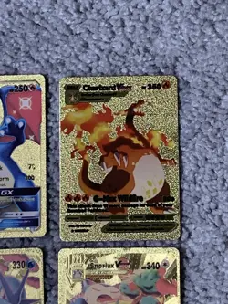Set of 15 Pokemon Charizard,Snorlax,Gyarados&More Gold Foil Fan Art Cards LP - Image 5