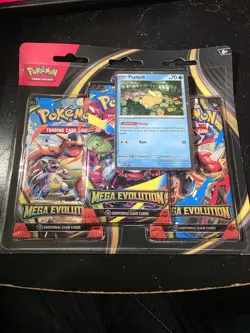 Pokemon TCG Mega Evolution Psyduck Blister Pack Sealed 3 Boosters Promo Card - Image 1