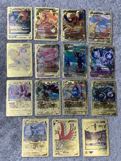 Set of 15 Pokemon Charizard,Mewtwo,Umbreon+Gold Accent Foil Fan Art Cards LP - Image 1