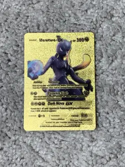 Pokemon Mewtwo GX HP300 Recover - Psywave Slash Gold Foil Fan Art Card - Image 1