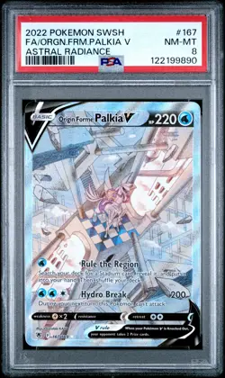 2022 POKEMON SWORD & SHIELD ASTRAL RADIANCE FULL ART/ORIGIN FORME PALKIA V PSA 8 - Image 1