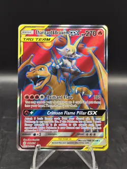 Pokemon TCG Charizard & Braixen GX 212/236 Tag Team Cosmic Eclipse Full Art NM - Image 1